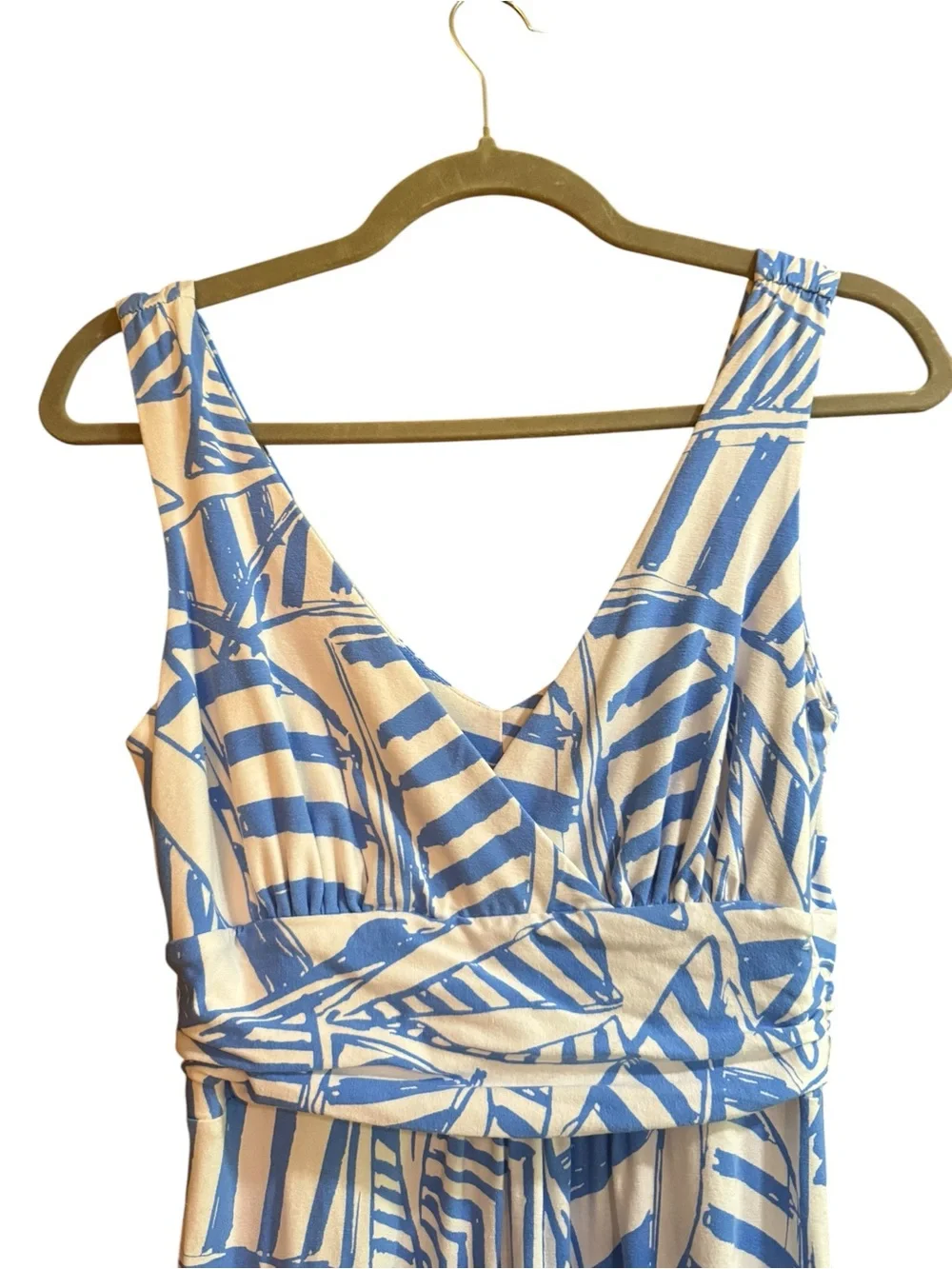 Lilly Pulitzer Blue White Abstract Print Maxi Dress Medium